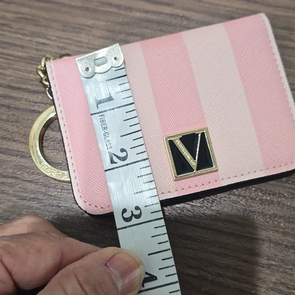 Victoria's Secret Pink Stripe Small Wallet 4 ID & Credit Cards Cash Mini - Picture 6 of 7